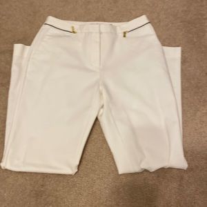 Calvin Klein White Pants with Gold Zipper